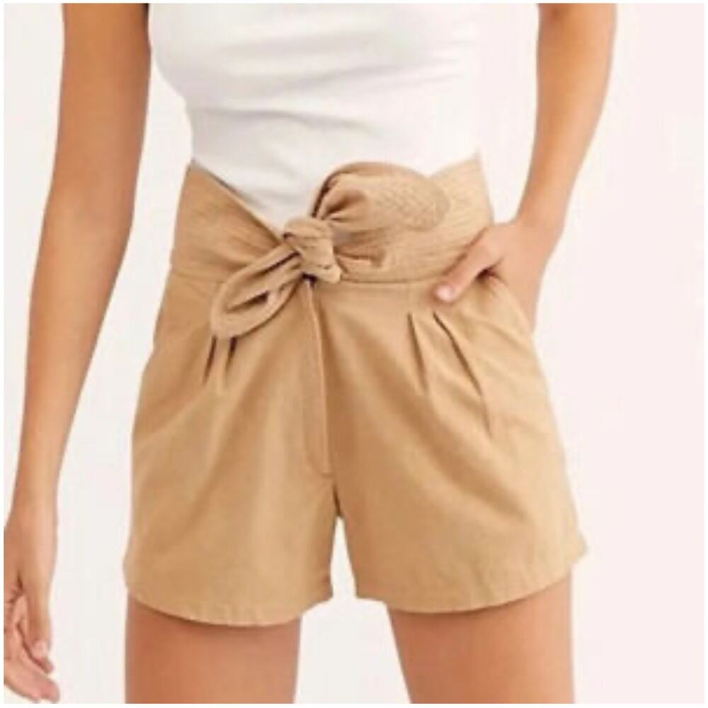 Free People tie front bow shorts tan size 2